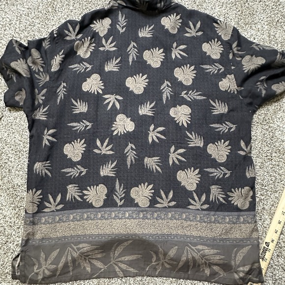 BARACUTA Shirt Men Size L Silk Short Sleeve Black Button Up - Picture 7 of 7